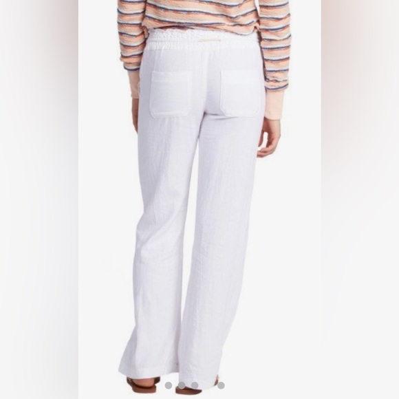 NWT Roxy White Linen Flax Oceanside Flared Pants Medium - Picture 5 of 5
